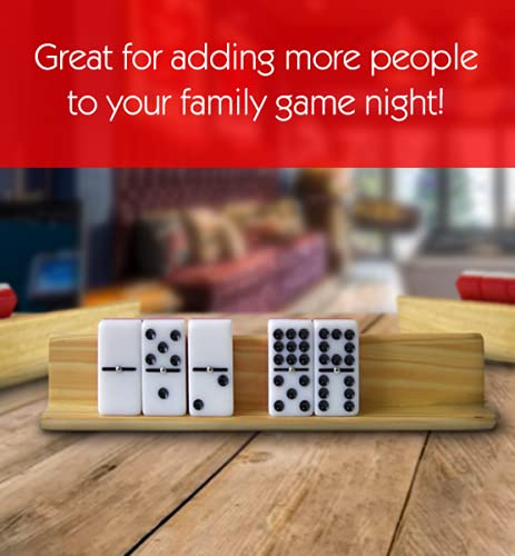 Bene Casa - Wooden Domino Trays - Set Of 4 - Each Tray Can Hold Up To 10 Dominoes - Made For Double-Six And Double-Nine Dominoes #TOP6