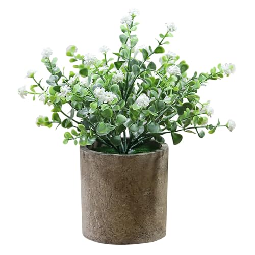 Image of Artificial White Stonepot Breath Flower Indoor Outdoor Plant Lifelike Beauty,Ideal for Home Decor, No Maintenance Required, Perfect for Weddings, Home Decor, Office, Events, and Gifts
