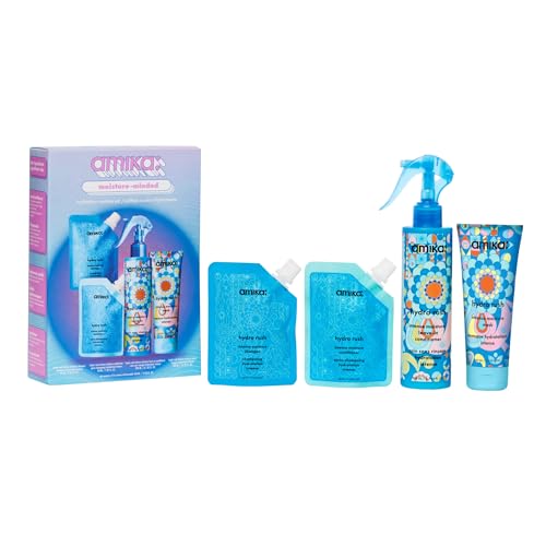 amika moisture-minded hydration routine set | gift set for dry hair TSA travel approved