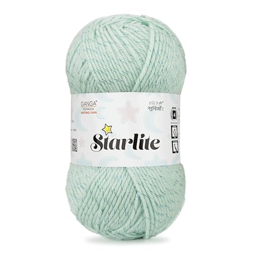 Image of Ganga Acrowools Cotton Starlite, 99% Anti Pill Yarn 1% Metal, Hand Knitting Yarn Oekotex Class1 Certified (Stl009-Aqua Blue), 100 Gram