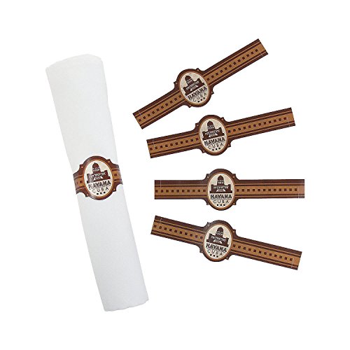 Cuban Cigar Wrapper Napkin Rings (24 pack) Havana Party Supplies