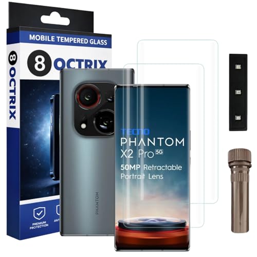 Image of Curved UV Tempered Glass Screen Protector for Techno Phantom X2 | Transparent | Pack of 2 | Full Screen Coverage with UV Installation Kit