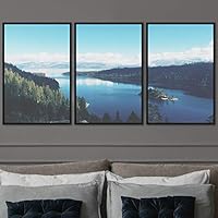3 Piece Framed Canvas Wall Art Cool Lake Landscape Canvas Prints Home Artwork Decoration for Living Room,Bedroom - 16
