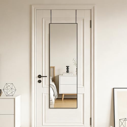 Image of 51x16 Inch Full Length Mirror Over the Door Hang or Wall Mounted Black