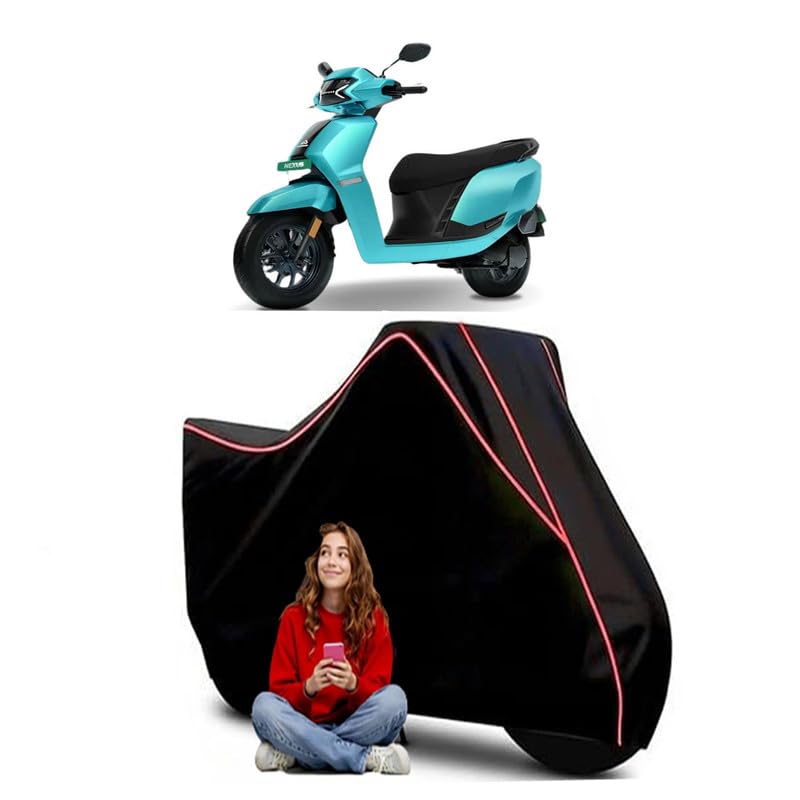 Image of Nexus Scooty Bike Cover Water Resistant Outdoor Use Universal Fit Scooters Motorcycles Heavy Duty UV Protection Dust Rain Scratch Resistant Elastic Bottom Black Blue Piping