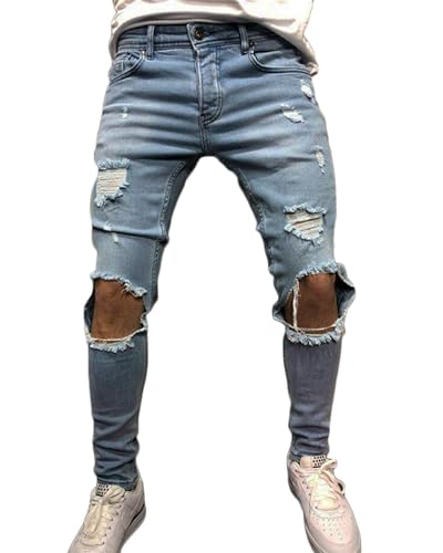 Men's Slim Fit Jeans Ripped Skinny Jeans for Men, Distressed Pencil Leg Fashion Comfort Pants