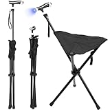 Cane with Seat Foldable Lightweight, Walking Cane with seat, Adjustable Walking Stick for Seniors & Elderly, with Padded Seat and Non-Slip Base for Outdoor Walking, Hiking, and Travel Assistance