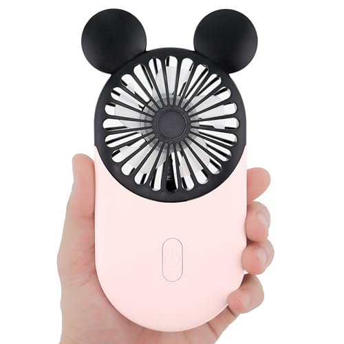 Kbinter Cute Mouse Personal Mini Fan Rechargeable Handheld USB Fan 3 Adjustable Wind Speeds and Wearable Design Portable Pocket Size for Indoor Or Outdoor Activities (Pink)