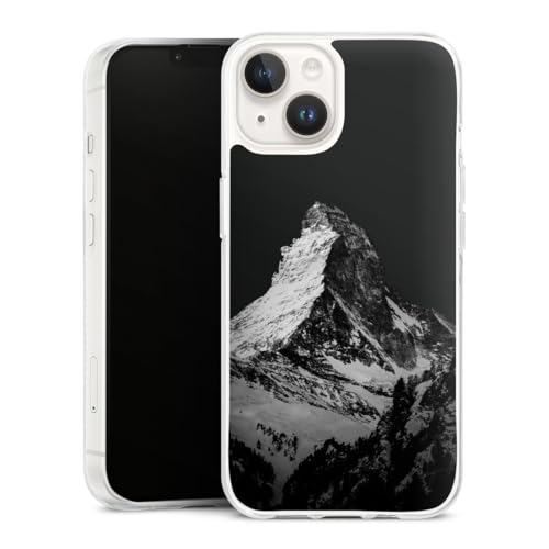Custodia di silicone compatibile con Apple iPhone 14 trasparente Cover per smartphone Montagna Neve Cima della montagna