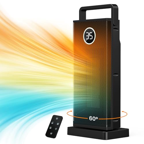 AUINSKY Calefactor bajo Consumo 2000 W, 3 Modos 60 ° Oscilante, Calentador Silencioso con Protección de Sobrecalentamiento para Salón, Dormitorio