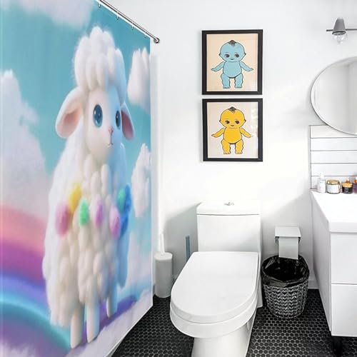 Rideau de douche mouton en polyester haut de gamme lavable avec œillets