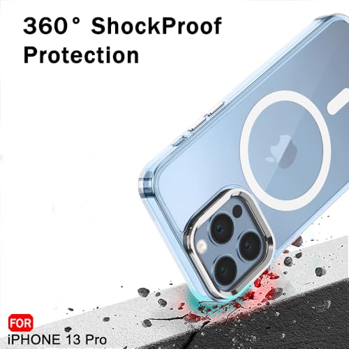 Image of TheGiftKart Hybrid Back Cover Case for iPhone 13 Pro | Built-in Stand | Shockproof Hard Back Case Cover for iPhone 13 Pro (PC & TPU, Crystal Clear Back, MagSafe Compatible, Transparent Sides)