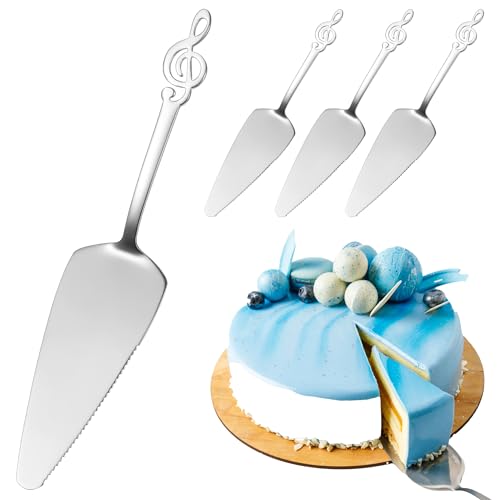 TranRantic 4 Pièces Pelle a Tarte, Acier Inoxydable Pelle a Gateau, Frappé Couteau Gateau, Couteau Gateau Mariage, Réutilisable Cake Knife and Server pour Fêtes, Mariages, Pique - niques(Argent)