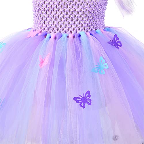 Kids Toddler Baby Girls Spring Summer Floral Sleeveless Fancy Dress Costumes Carnival Costume (Purpl