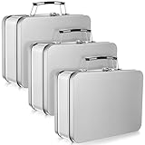 Baderke 3 Pack Metal Lunch Box Tin Lunch Box 8.1 x 5.9 x 3 Inches with Hinged Lids DIY Vintage Pale Mini Boxes for Men Women Adults Men(Silver)