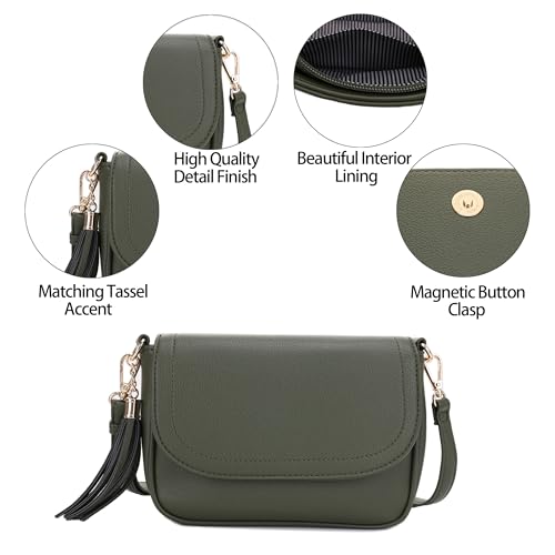 Image of EVVE Small Crossbody Bags for Women Trendy Flap Saddle Purses with Tassel Vegan leather Shoulder bag