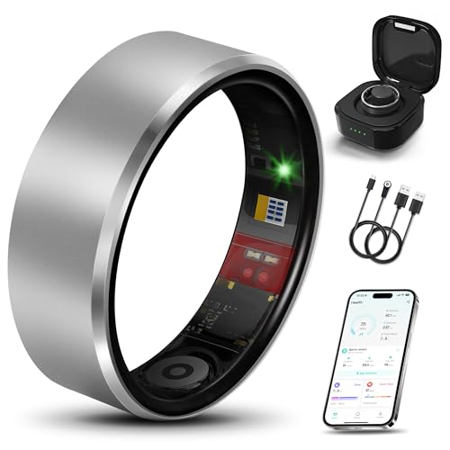 Image of Smart Ring 2.0 for Women Men, Slim Scratch & Fingerprint Resistant Design, Advanced Chip Fitness Tracker, Sleep, Stress & Activity Monitoring, Waterproof, No Subscription Fees, Silver 13
