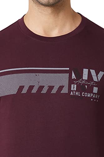 Image of Van Heusen Men Athleisure Regular Fit T-Shirt - Cotton Rich - Crew Neck, Long Sleeve, Printed