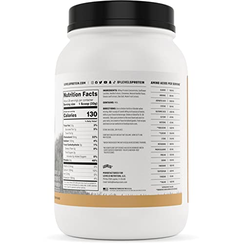Levels Grass Fed 100% Whey Protein, No Hormones, Vanilla Cinnamon, 2Lb #TOP4