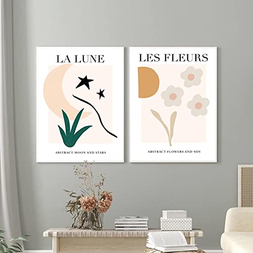 Toile peinture Matisse lune fleur abstrait impression moderne sans cadre 30x40cm