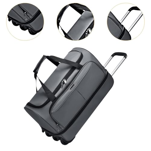 Duffel Bag with Wheels Trolley Bag Carrier Portable Rolling Travel Bag Suitcase for Picnic Outdoor Women Beach Business Trip, Gray, M2
