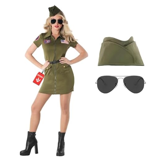 Fun Shack Déguisement Aviateur Femme, Costume Pilote Militaire, Tenue Carnaval Militaire Femme, XL