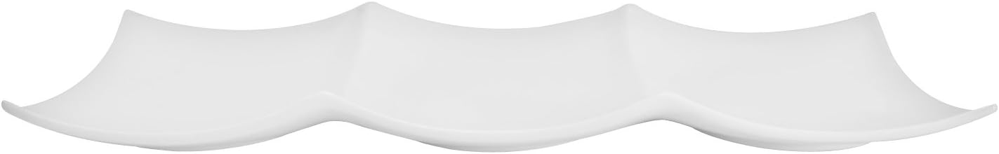 CAC China F-P3 Fortune 11-1/2-Inch by 5-1/2-Inch by 1-Inch Super White Porcelain Rectangular Platter with 3 Square Compartment, Box of 24