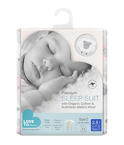 Love To Dream Organic Merino Wool Warm Toddler Sleep Suit (24-36 Mo), Super Soft Temp Regulating Sleeping Sack, 2.5Tog Warm Wearable Blanket, Pink #TOP7