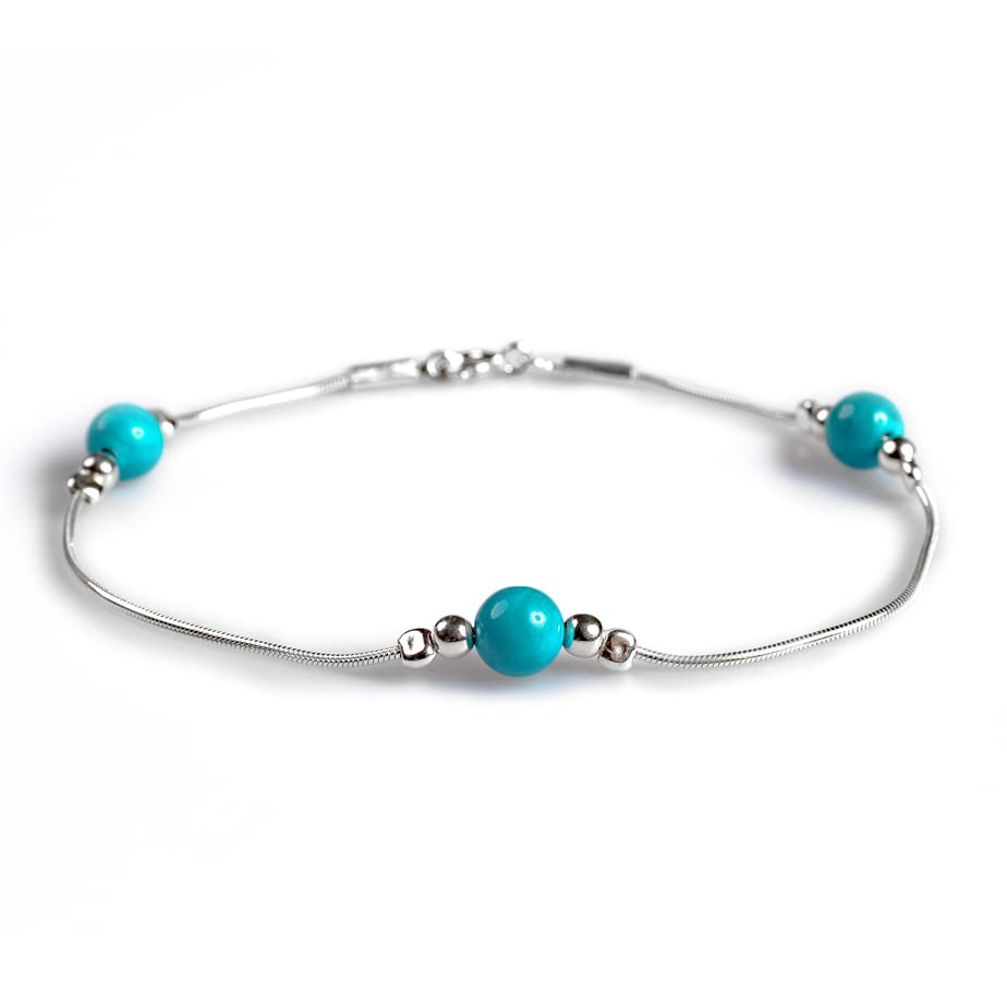 Sponsored Ad – 925 Sterling Silver & Gemstone Bracelet | Boho Style Snake Chain Beads | Unique Summer Jewellery & Holiday Fashion Accessory | Lovely Gift For Teenage Girls & Women | Hypoallergenic