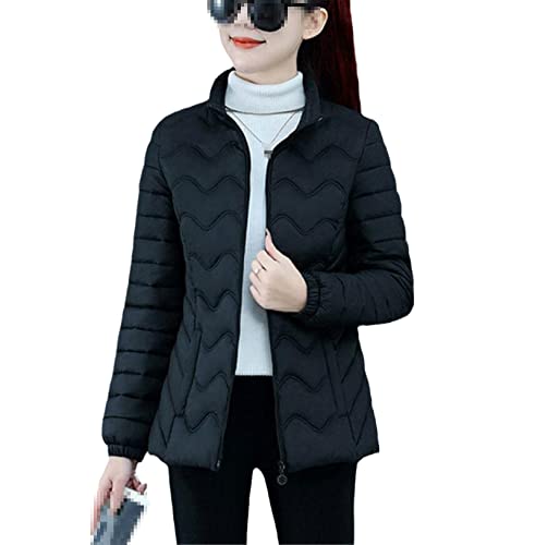 Doudoune coton femme courte noire manteau léger col montant pour le quotidien
