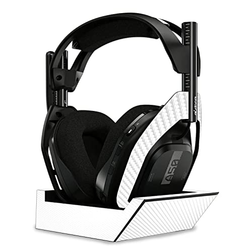Image of MightySkins Carbon Fiber Skin Compatible with Astro A50 Wireless Headphones + Base Station (Gen 4) - Solid White | Protective, Durable Textured Carbon Fiber Finish | Easy to Apply | Made in The USA