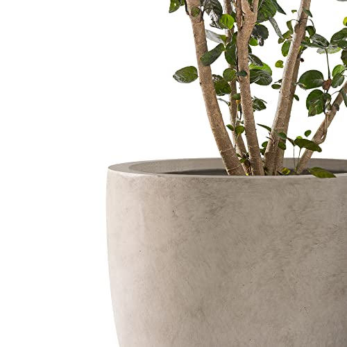 Image of Kante Set of 3 Weathered Concrete Bowl Planters 18 inch 14 inch 10 inch Dia