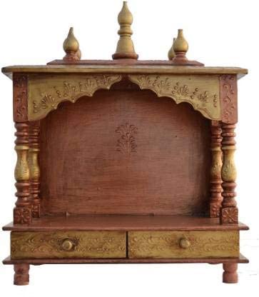 Indian Wood Art Beautifully Handcrafted and Handpainted Wooden Mandir with 2 Drawer Storage || Multi Coloured ||ME052 ||