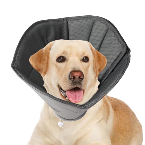 Image of Soft Dog Cone After Surgery,Cone for Dogs to Stop Licking(Grey, XL) | Breathable material,Comfy,Elizabethan cone collar alternative,Adjustable,Soft