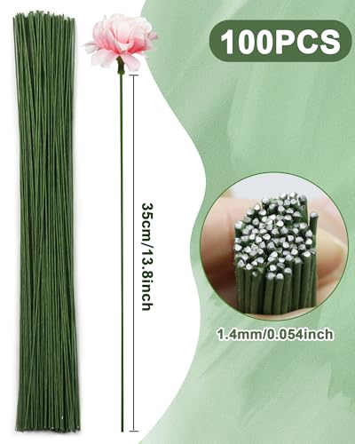 100 pcs fiveizero 18 gauge green floral wire stems for artificial flower makingflorist wireflower wires for craftsalambre para flores for wreaths flower arrangements and diy projects