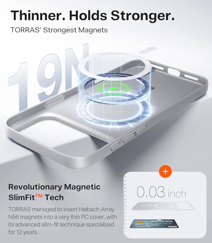 Image of TORRAS Magnetic Slim Fit for iPhone 17 Pro Case Thin, Silver White