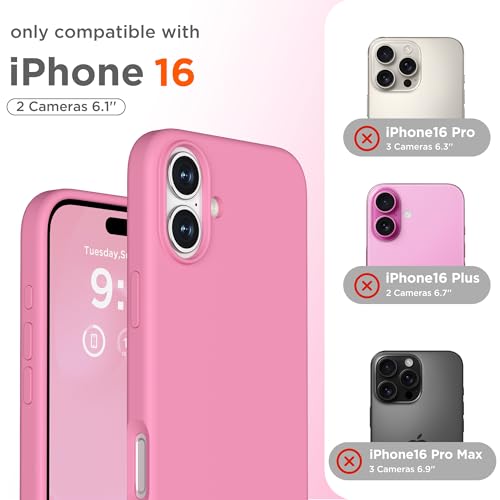 Image of Magnetic for iPhone 16 Case, Compatible with MagSafe, Liquid Silicone Phone Cover with Screen Protector & Camera Protector, Soft Anti-Scratch Microfiber Lining Inside 6.1 inch, Tender Pink