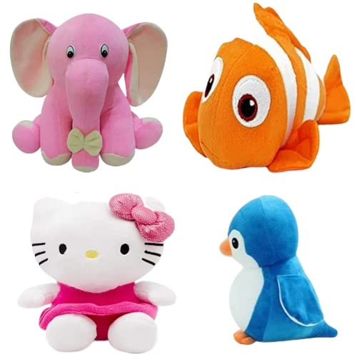 Pack of 4 Elegant Soft Toys Combo Appu, Fish, Kitty & Penguien Best Supper Soft Combo for Cute Kids Baby Boys/Girls Animal Stuffed Plush Toy Teddy Bear