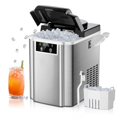 TOTTE Nugget Ice Maker Countertop,38lbs/24H Self-Cleaning with Soft Chewable Pellet Ice, Stainless...