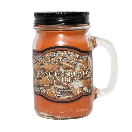 Our Own Candle Company, Gingerbread Vanilla Scented Mason Jar Candle, 100 Hour Burn Time, Made in...
