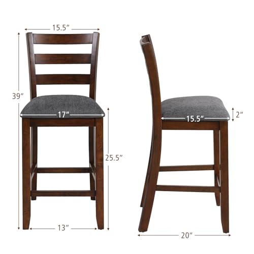 Butaco de bar NAFORT, altura de mostrador 25,5 pulgadas, patas de madera de caucho y cojín de tela, estilo granja moderno para isla de cocina, pub o restaurante, juego de 6 miniatura 3