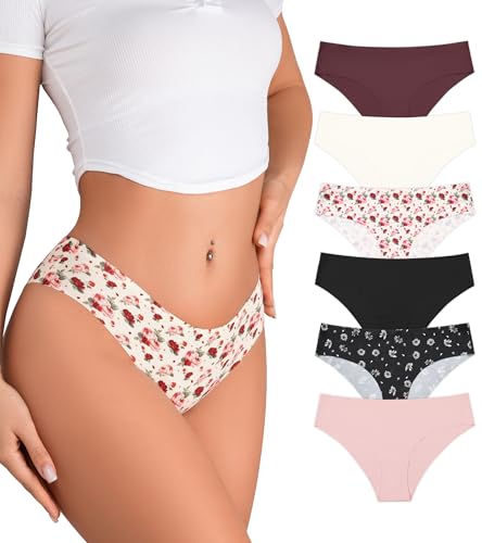 Image of DEANGELMON Seamless Underwear for Women No Show Bikini Panties Comfortable Stretch Invisible Ladies Hipster Briefs
