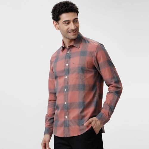Image of BASICS 100% Cotton Checked Shirt for Men | Slim Fit | Everyday Smart Casual Wear | Full Sleeve