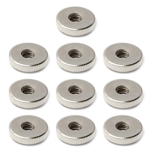 MroMax ローレットナット M10 ツマミナット 薄型タイプ サムナット 刻み付きサムナット 親指ナット 平頭ローレットナット ローレットサムナット ニッケルメッキ 炭素鋼 シルバー 径30mm 高さ8mm 10個入り