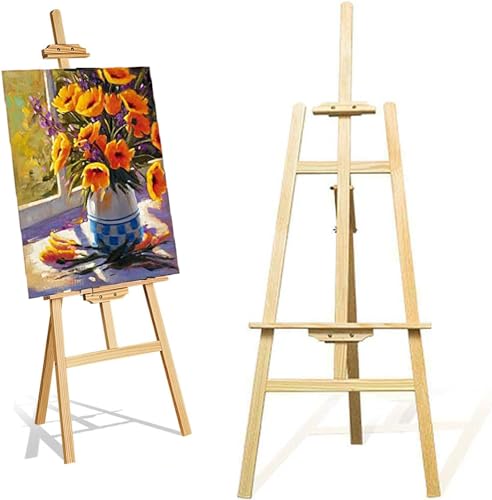 Künstlerstaffelei, Holz-A-Rahmen-Staffelei, Studio-Staffelei, 1,75 m, verstellbarer Zeichenhalter, Leinwandständer, tragbare Staffelei, Kunstständer für Malerei, Skizze, Hochzeit, Ausstellung