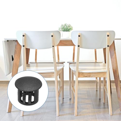 Image of uxcell 100pcs Nylon Plastic Hole Plugs, 2 /5 inch(10mm) Round Drill Screw Hole Plugs Covers Knockout Locking Plastic Plugs Insert End Caps for Kitchen Cabinet Furniture, Black