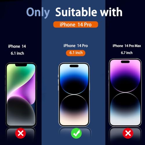 Image of Ferilinso Privacy Screen Protector for iPhone 14 Pro, Tempered Glass | 3 Pack, 9H+ Hardness, Military-Grade Shatterproof, Case Friendly, Easy Installation Bubble Free, with Camera Lens Protectors