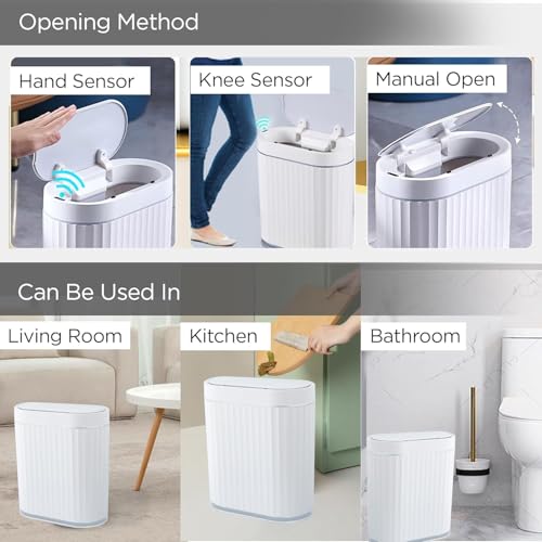 Image of Kuber Industries 7L Plastic Automatic Touchless Motion Sensor Dustbin | Quick Open, Soft Close Lid Garbage Bin for Kitchen & Bathroom | Indoor & Outdoor Trash Can