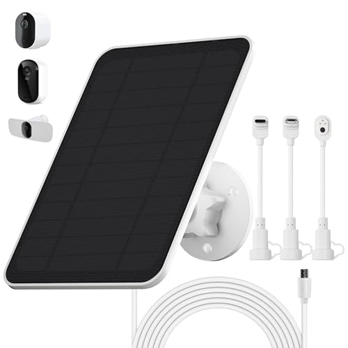 Image of Arlo Solar Panel Charger for Arlo Essential Series,Go 2,Pro 6XL/6/5S/4/3,Ultra Series,Wireless Floodlights Camera,Solar Panel with Battery for Arlo Camera,9.8ft Cable,Adjustable Mount,Weatherproof