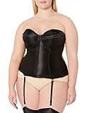 Va Bien Women's Plus Size Smooth Satin Hourglass Bustier, Black, 42C